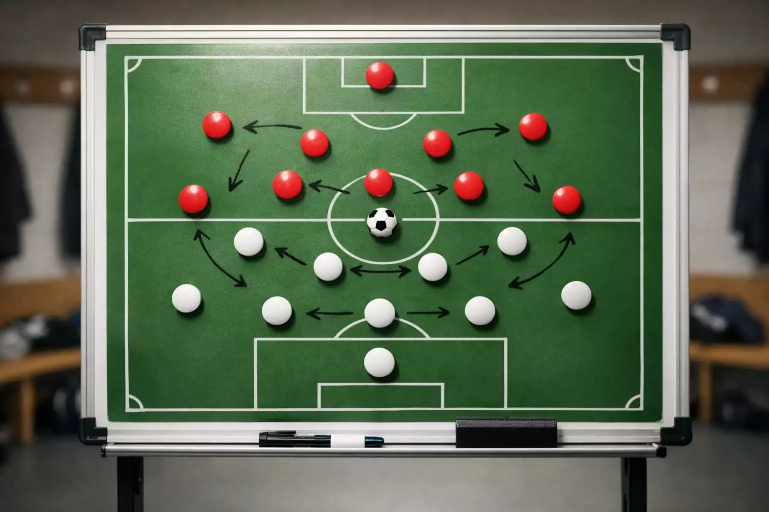 Tactisch bord met voetbalopstelling