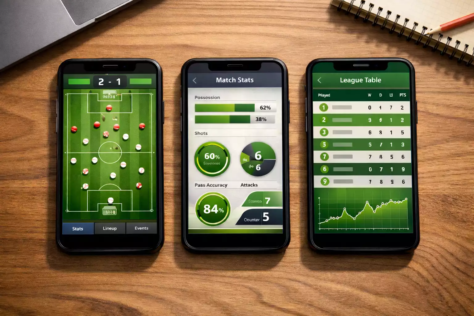 Meerdere smartphones tonen verschillende wed-apps