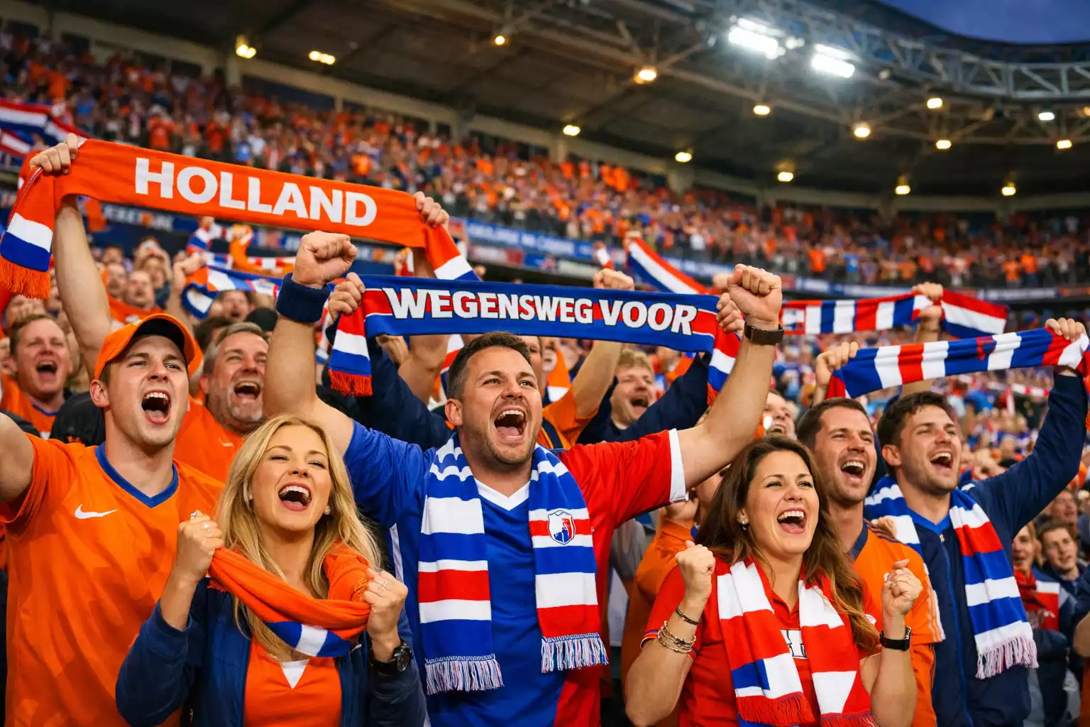 Supporters juichen in Nederlands voetbalstadion